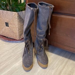 Rockport Brown Knee High Suede Wedge Boots